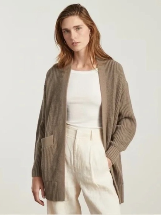 Everlane Sweaters - Everlane The Oversized Cotton Ribbed Cardigan in Clay Women’s Medium